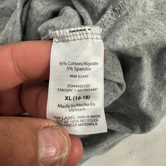 Joyspun Womens Gray Button Front Pajama Shirt XL Pink Trim Short Sleeve - Picture 4 of 5